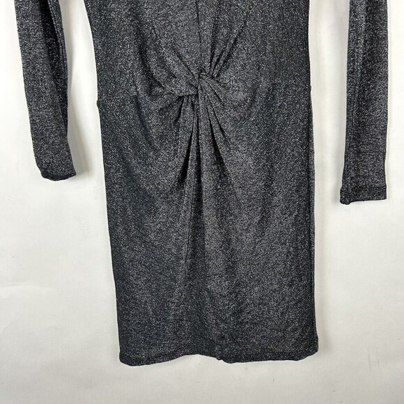 Ted Baker Size 1 US 4 Lizzey Front Twist Sparkle Dress Party Cocktail Black Silv - Picture 4 of 7